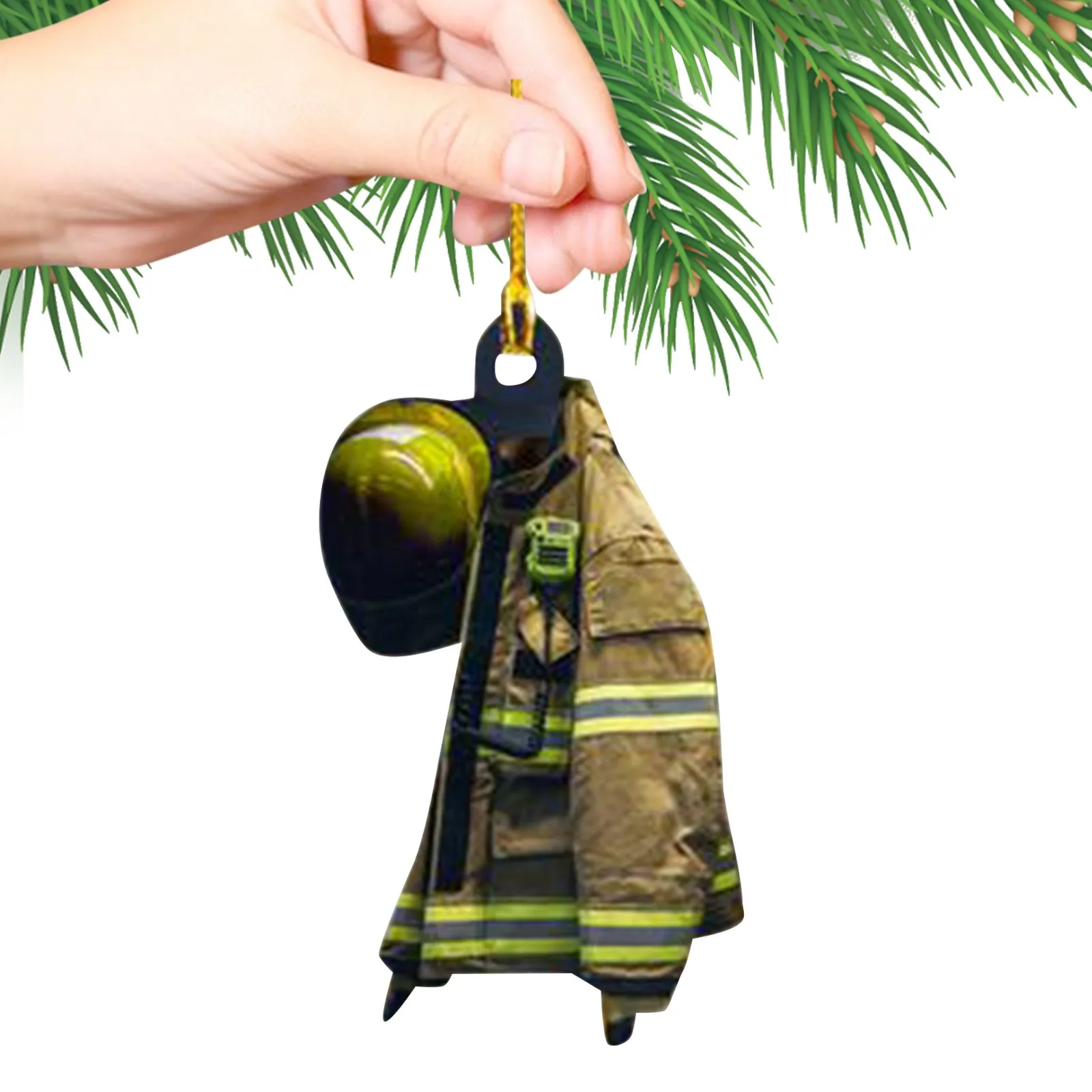 Hanging Fireman Tree Ornament Firefighter Decoration Christmas Hanging Ornament Flat Acrylic Mini Fireman Figurines Pendant 2024