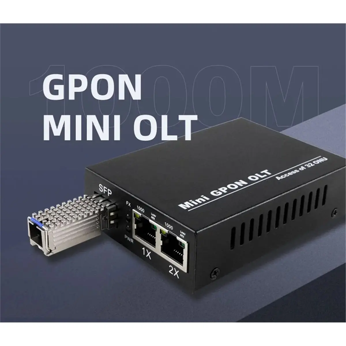 A003 New Mini GPON OLT STICK Single Port 1 GPON Port 2xGE Ports 1.25G Support 32 ONU Uplink Portable Fiber Use for FTTH