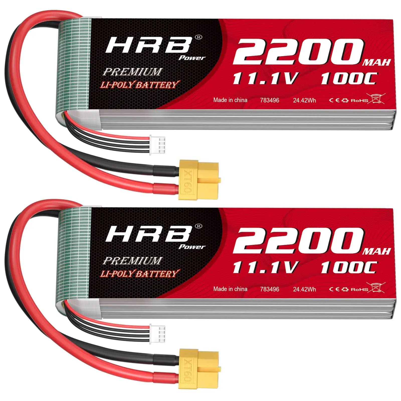 HRB 2S 3S 4S 2200mah Lipo Batterij 7.4V 11.1V 14.8V 100C Voor vliegtuigen FPV Drone Racewagen Boot RC Onderdelen