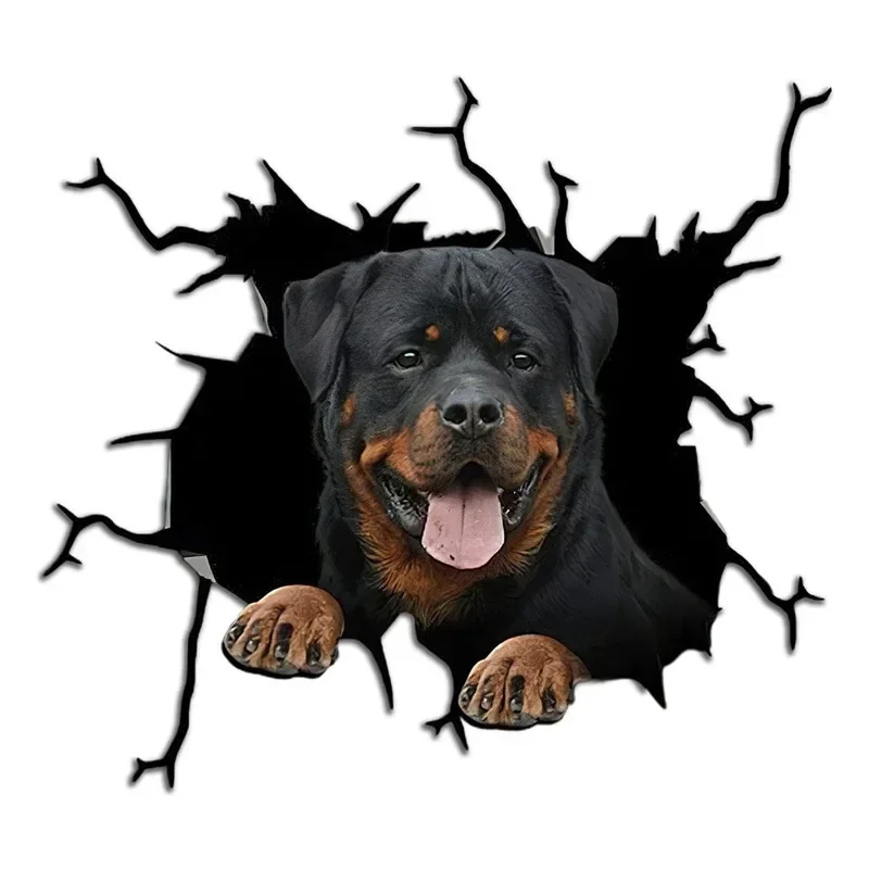 

Personality Tear Up The Cute Rottweiler, Peek At The Car Sticker, Creative Waterproof Decorative Sticker, 18cm