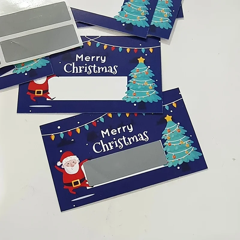 Christmas Scratch Cards with Santa, Merry Christmas Designs-Self-Scratchable Holiday reward tickets,Customizable DIY Gift Tags