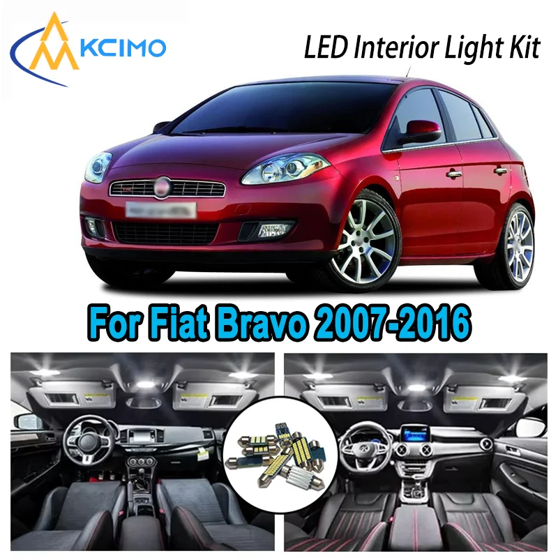 For Fiat Bravo 2007-2016 2008 2009 2014 2015 Premium Bright LED Interior Dome Map Trunk Light Kit Car Led Lamps Canbus No Error