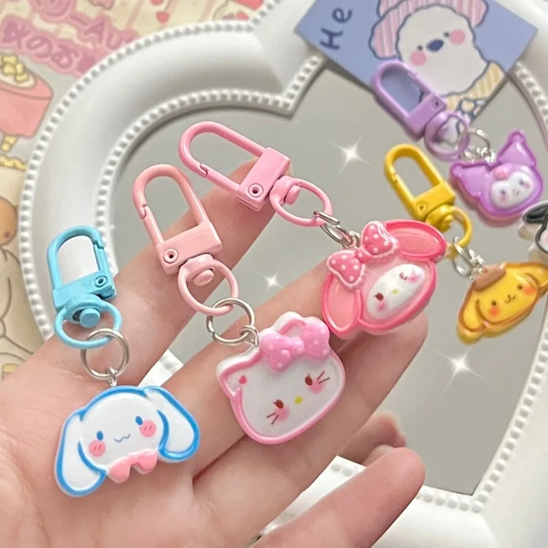 Cute Line Sanrio Cinnamorol Kuromi Pochacco Keychain Sweet Girl Heart Japanese Pendant Exquisite Best Friend Gift