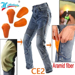 Hithotwin Kevlar Motorcycle Jeans Aramid Riding Pants Motocross Protection Trousers Leisure Riding Gear