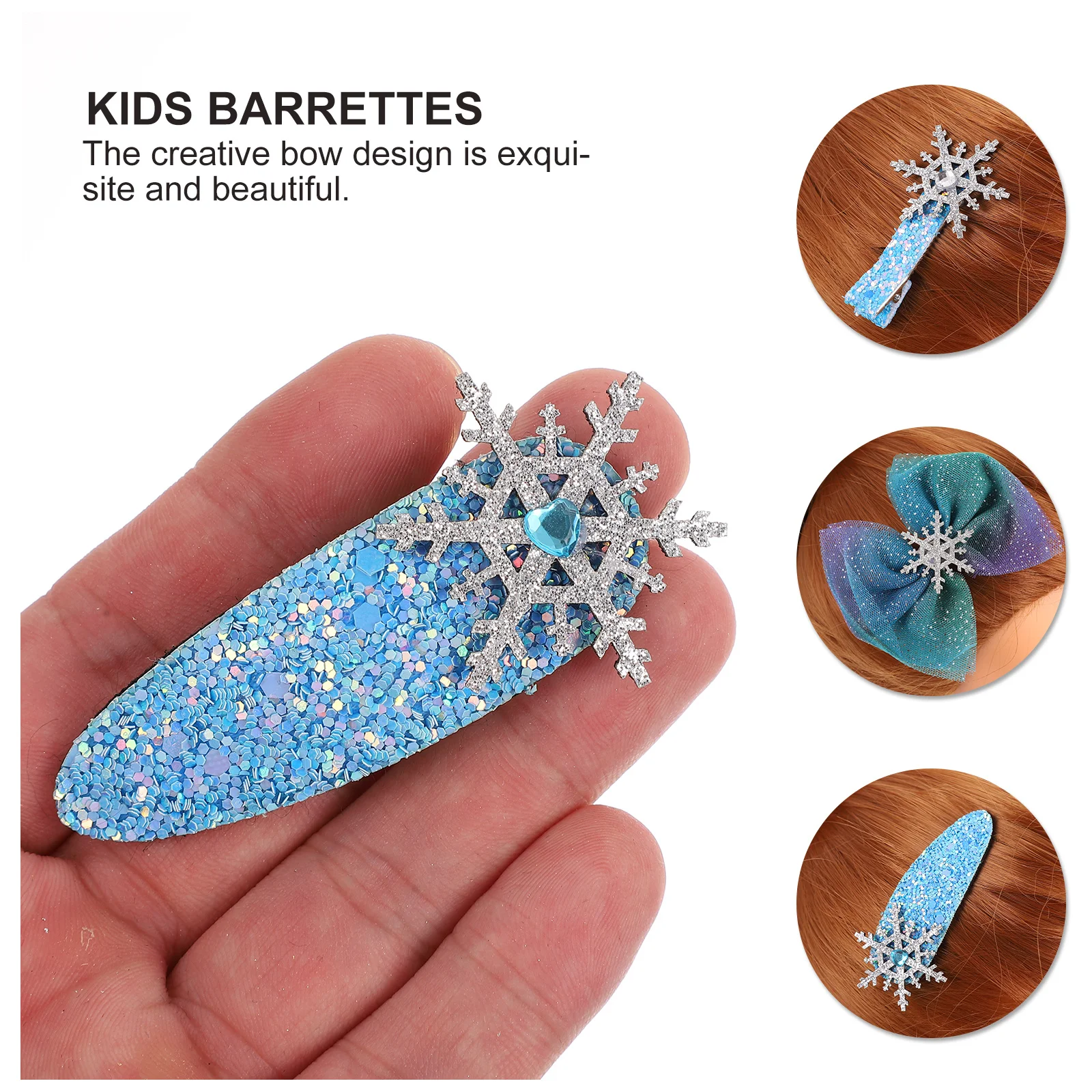 

6 шт., набор аксессуаров для волос со снежинками и бантом, блестящие рождественские заколки для волос, детские заколки для девочек, праздничные головные уборы