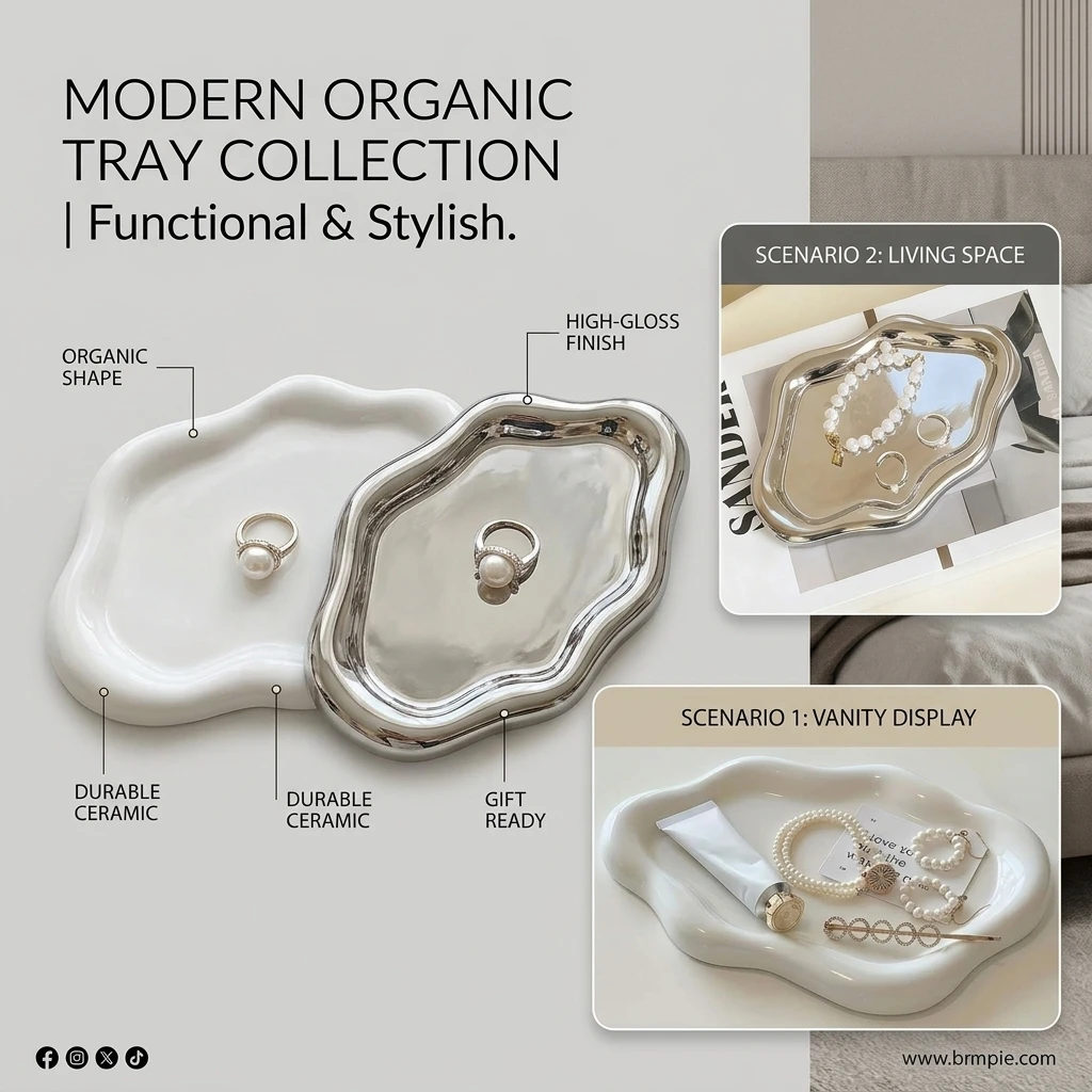 Jewelry Storage Tray Creative Cloud Shapes Plastic Trays Electroplated Jewelry Earrings Ring Display Plates Photo Props