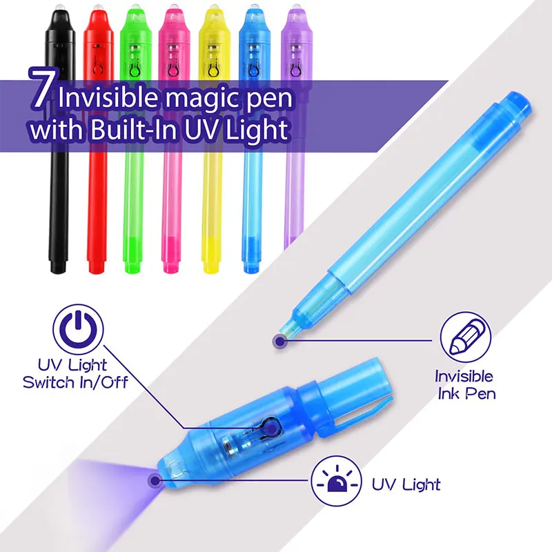 28Pcs Invisible Ink Pens with Light Pen Marker Kid Pens for Secret Message Fun Activity