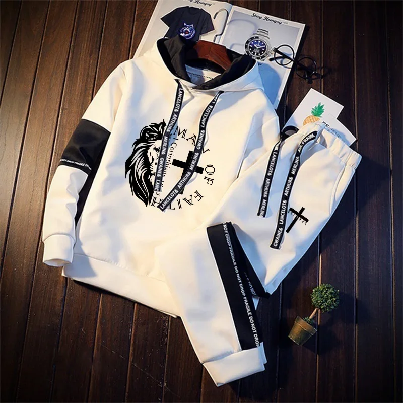 

2026 New Mens Tracksuit Print Casual Sweatshirts Daily Sports Jogging Mens Clothing Single Piece Hoodie Pants Fashion Sportswear