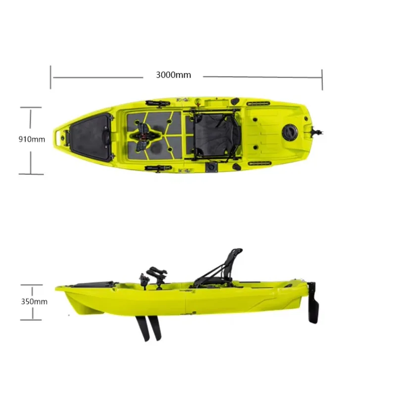 Arrival 10FT Two Sections Detachable Fin Pedal Kayak Modular Kayak Plastic Canoe For Sea Sports