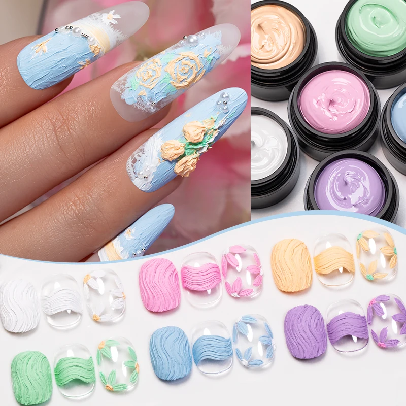 PUENTE 5ML Matte Oil Painting Gel Nail Polish Macaron Colors 3D Drawing Gel Creamy Texture Soak Off UV Nail Art Varnish Manicure