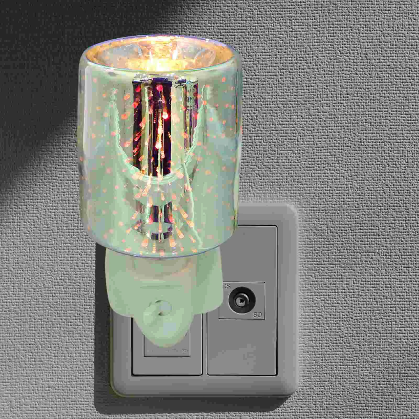 Lampu Aroma Plug-in hangat, lilin peleburan 3D kaca wangi listrik warna-warni