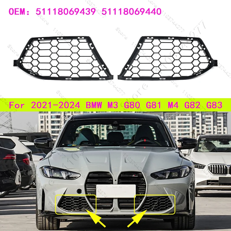 

For 2021-2024 BMW M3 G80 G81 M4 G82 G83 Front Bumper Side Air Duct Intake Fog Light Grille 51118069439 51118069440