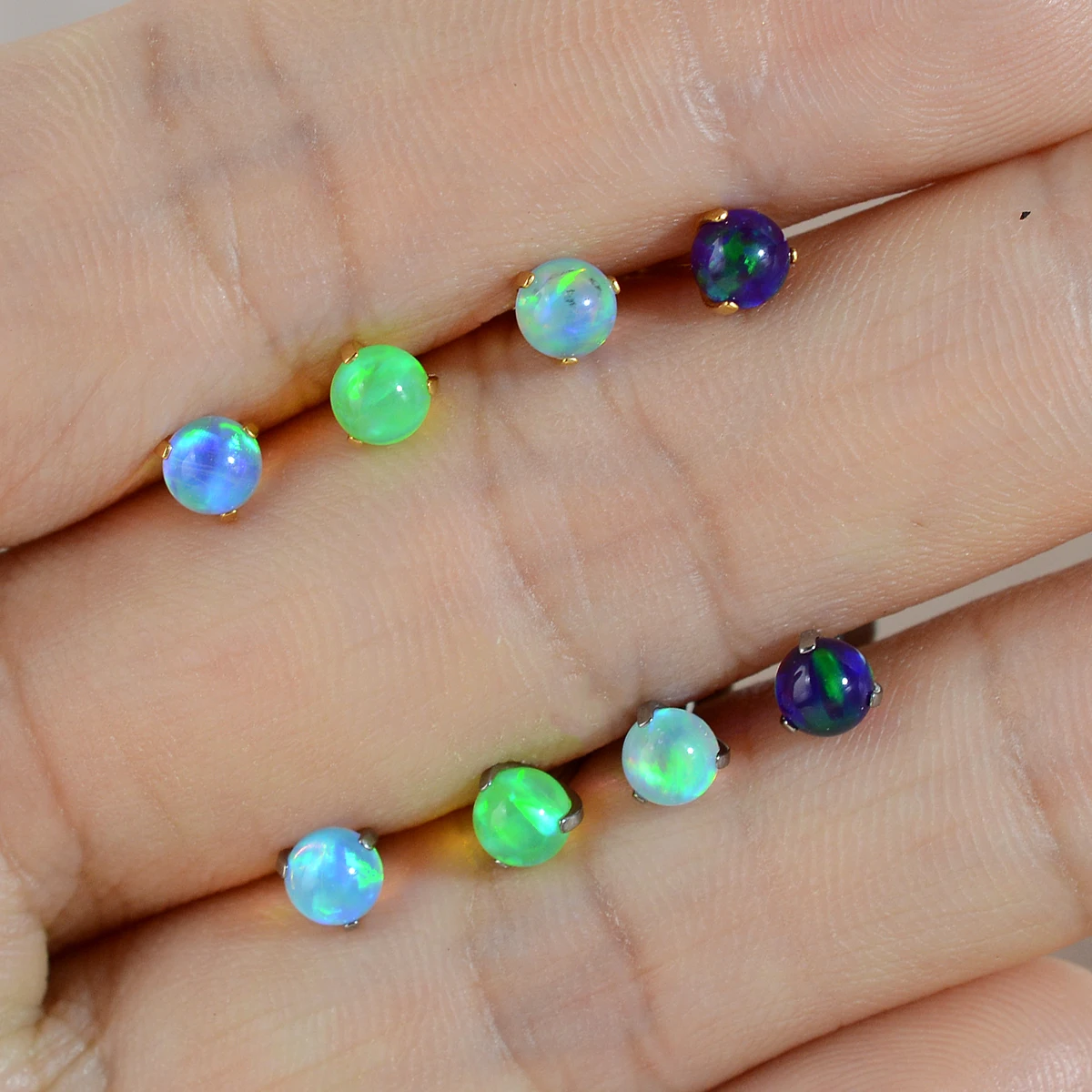 1PC Ttianium Steel Piercing Labret Stud Opalite 16G Externally Thread Stud Earring Ear Tragus Cartilage Flat Helix Daith Jewelry