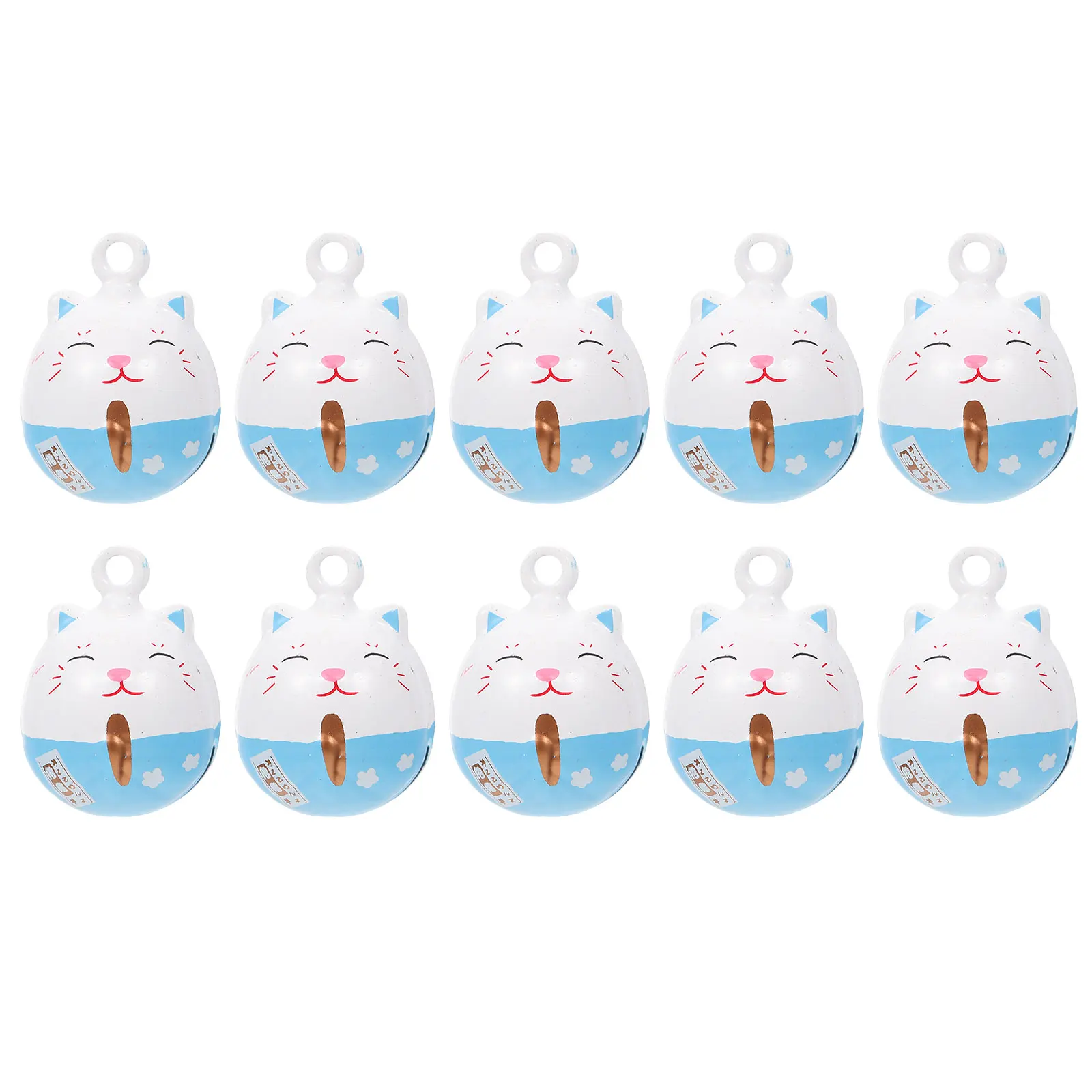 

10 Pcs Cat Bell DIY Accessories Blue White Hanging Decor Bells Key Ring Home Decors Pendant Metal Lightweight Durable Practical