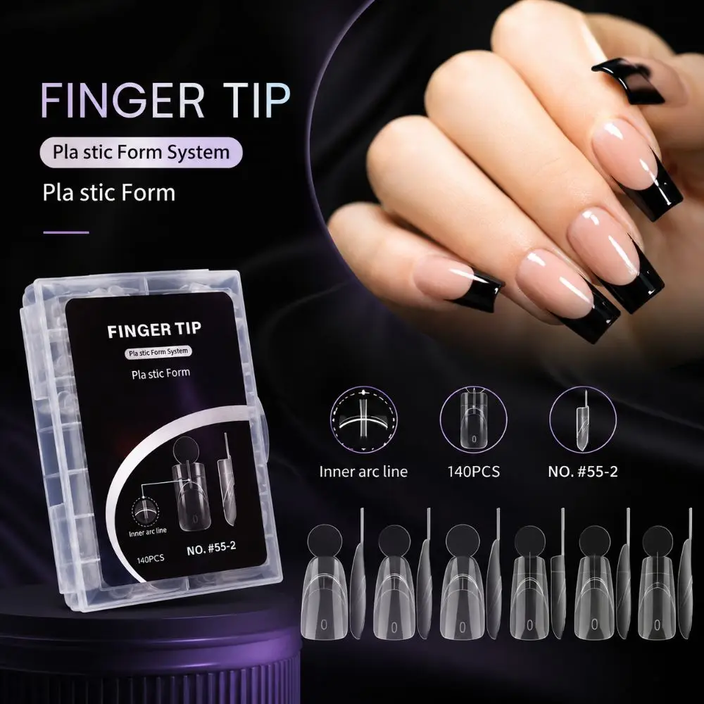 14 Sizes French Nail Dual Forms Quick Extension with Inner French Line Acrylic Nail Art Mold Disposable Thin Acrylic Nail Tips
