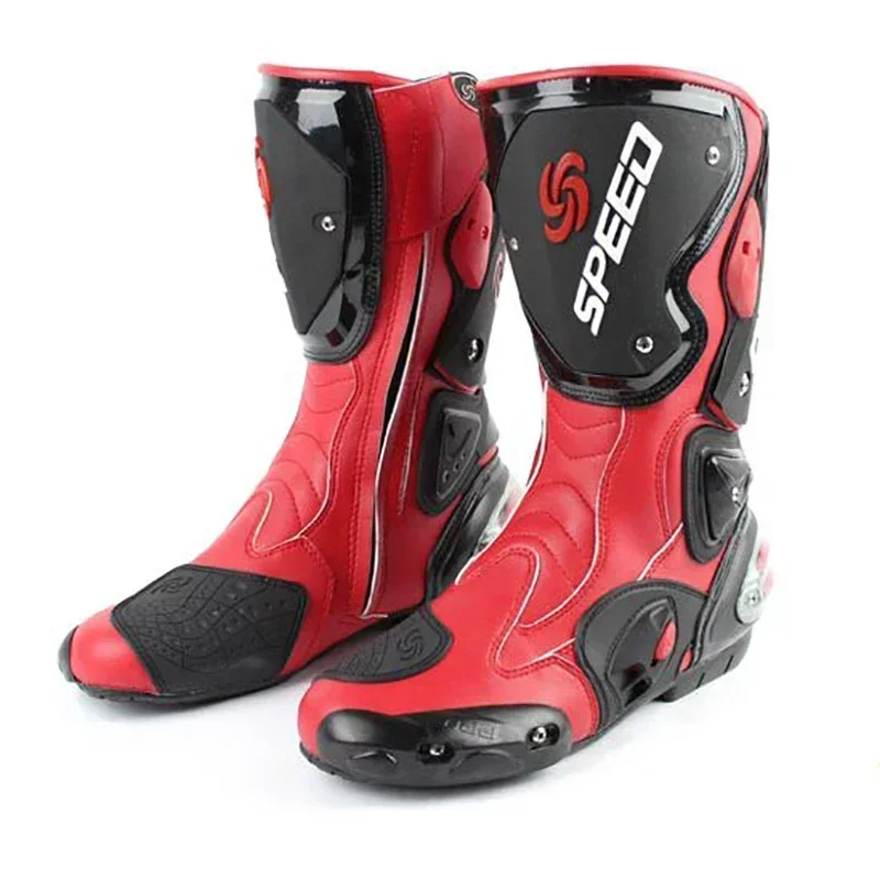 

Size 40-45 SPEED Motorcycle Racing Boots Professiona Biker Shoes Motorbike Riding Protective Gear Shift Microfibe Leather Boot