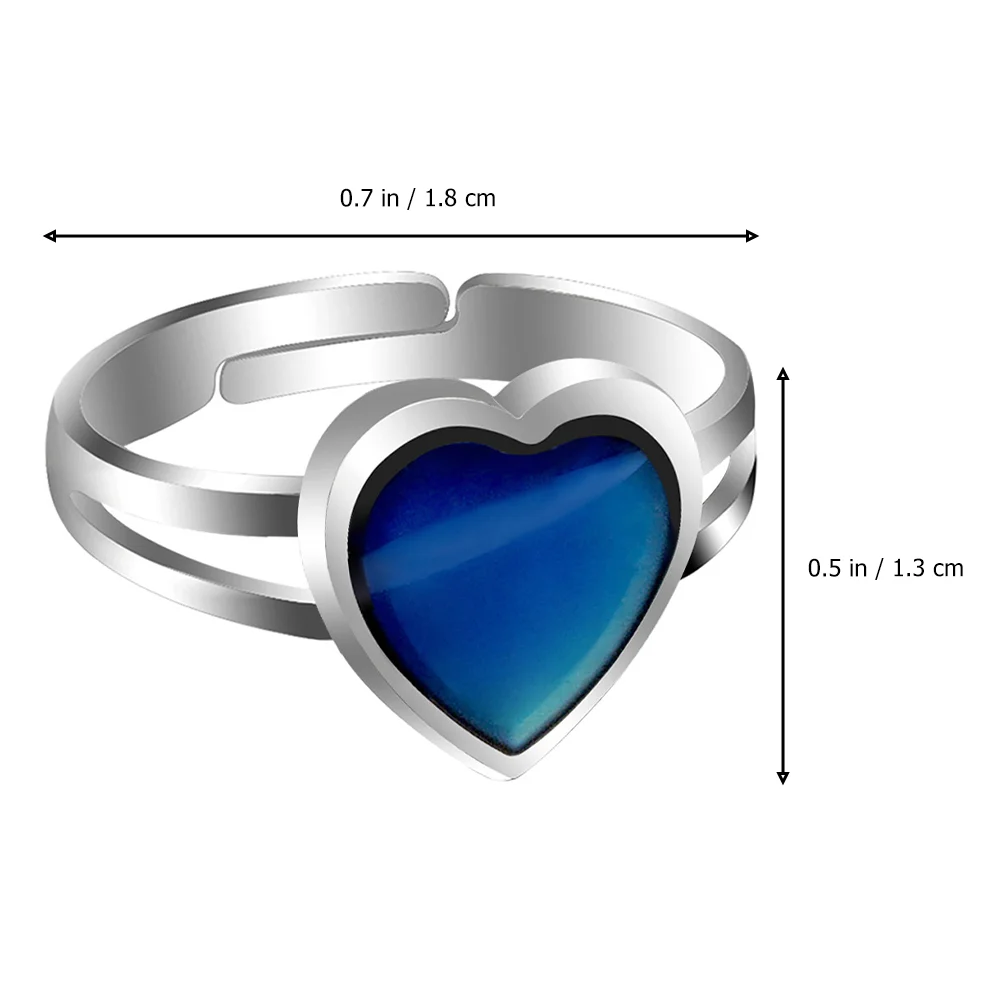 2 Pcs Love Warm Ring Men Adjustable Mood Mens Temperature Alloy Open Color Changing Emotion Miss