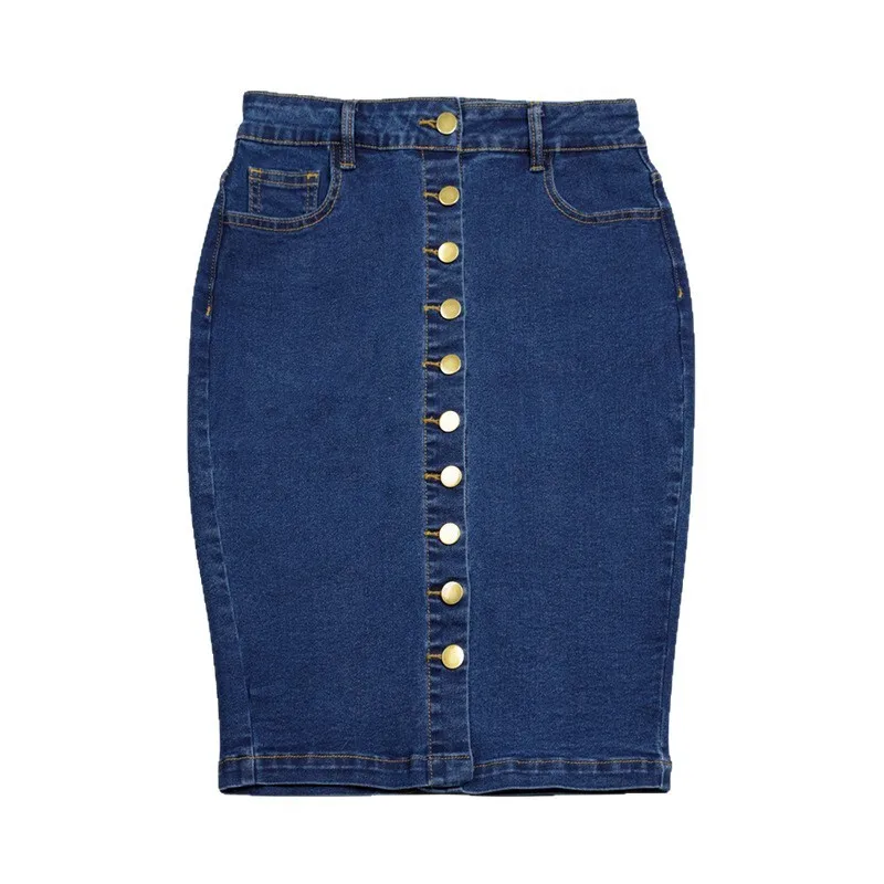 

Office Lady Denim Skirts 2025 Autumn Trendy Women's Denim Midi Skirt High Waisted Button Detailed Slim Fit Bodycon Style