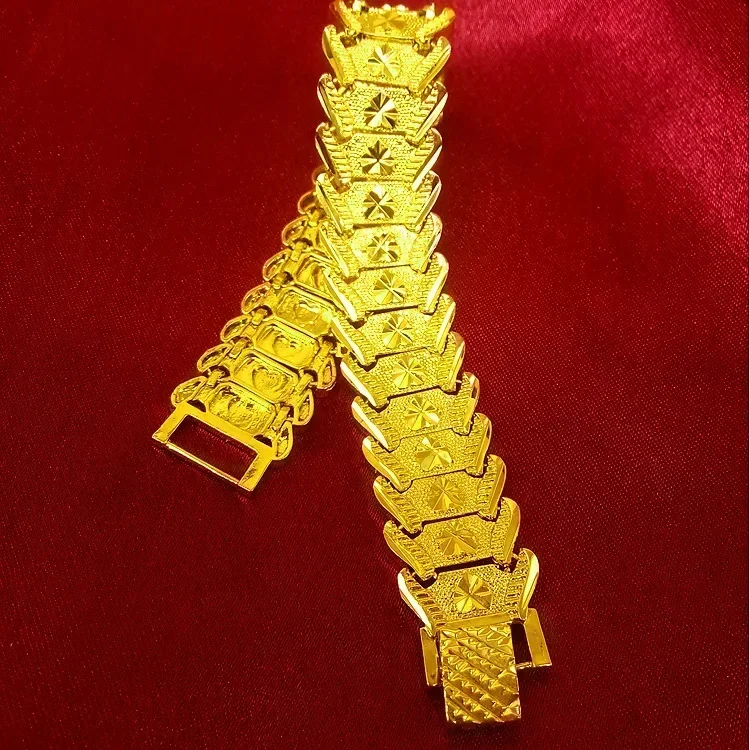 24K Gold Men\'s Gold Bracelet Star Bracelet Real Gold Bracelet 9999 Steel Seal