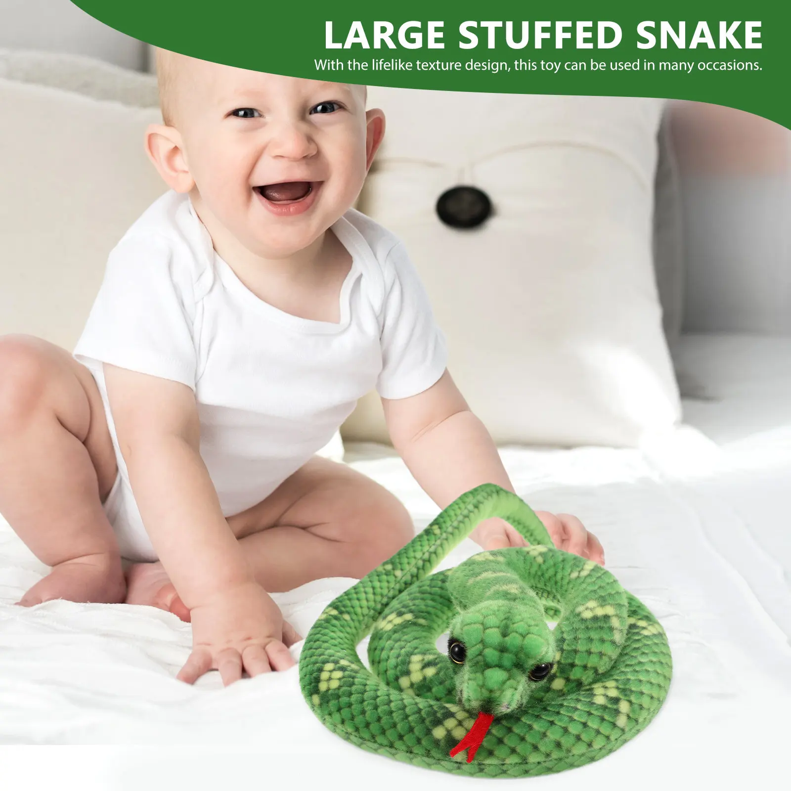Realistic Large Stuffed Snake Prop for Pranks, Party Decor, Garden, Haunted House, and Home Decoration