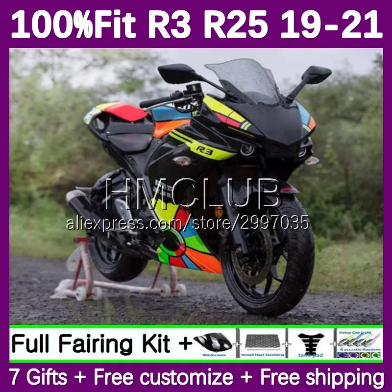 Fairing For YAMAHA YZF R3 R25 R 3 25 YZF-R3 145No.187 YZFR25 YZFR3 19 20 21 YZF-R25 2019 2020 2021 Injection Bodys rainbow