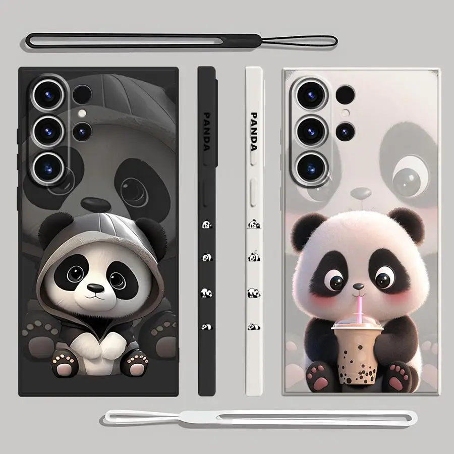 Cute Panda Phone Case for Samsung Galaxy S21 Plus S23 Ultra 5G S20 FE S24 Ultra S22 S22 Plus S22 Note 20 10 S10 Soft Cover
