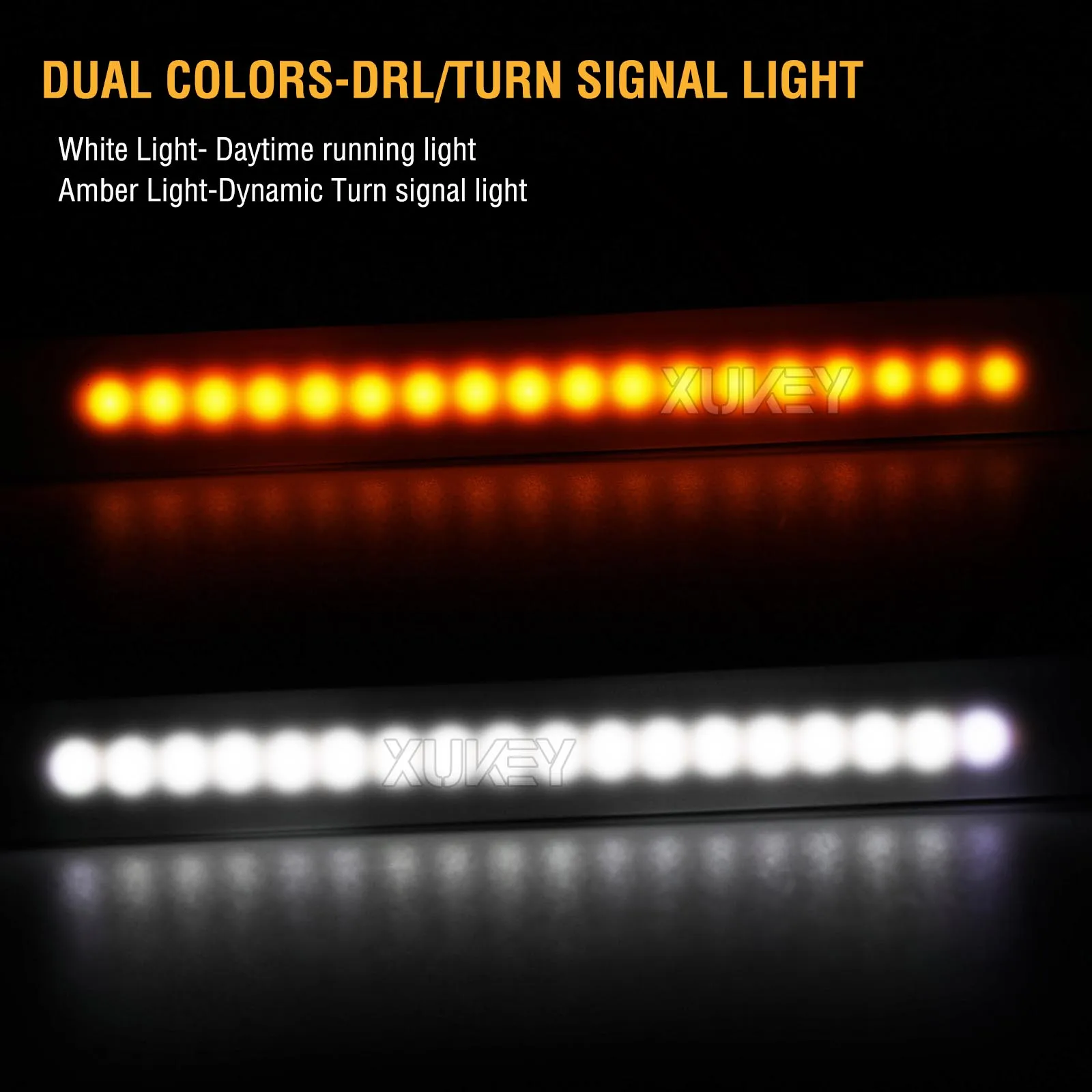 2x Motorcycle Turn Signals DRL Light Sequential Motorbike Front Rear Light Flexible White and Amber LED Strip Lights Switchback