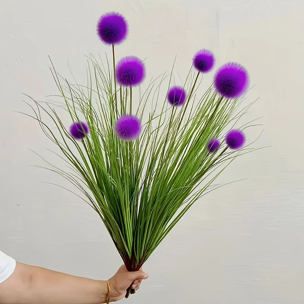 5 Stück künstliche Pflanzen mit violetten Knollen, geeignet für Heimdekoration, Festival- und Partydekoration, Hof- und Gartendekoration – Detail 6