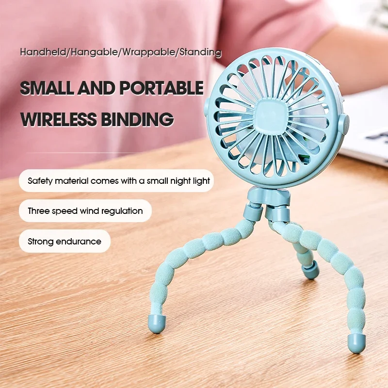 Fan Portable Desktop Folding Fan,Outdoor Baby Stroller Handheld Fan, Summer Mute Small Multifunctional Octopus Mini Fan Bbq fan