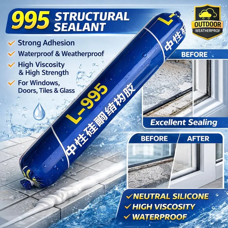 995 Neutral Structural Silicone Sealant 590ML High Viscosity Waterproof Anti-mildew Adhesive For Door Window Tile Exterior Use