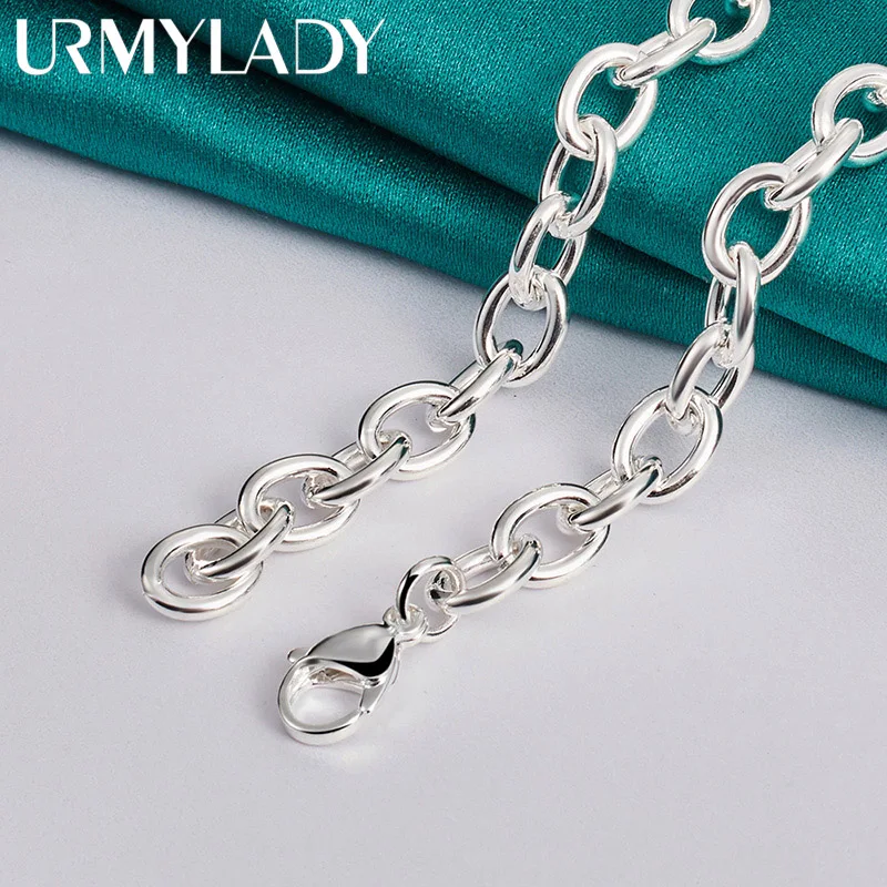 URMYLADY 925 Sterling Silver Link Chain 18 Inch Necklace For Men Women Wedding Party Fashion Jewelry