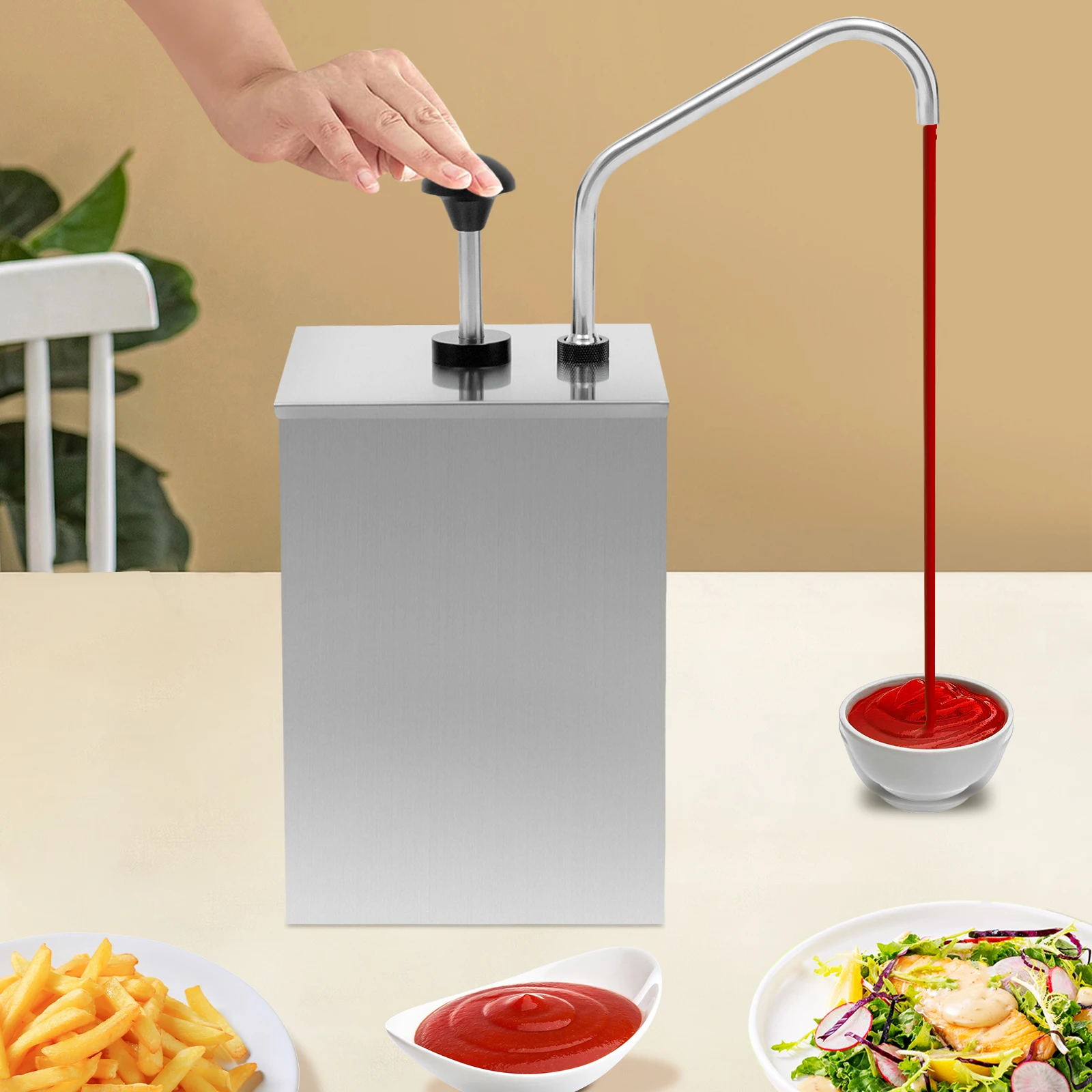 Single-head Sauce Pump Dispenser Stainless Easy to Use Condiment Pump Station for Syrup