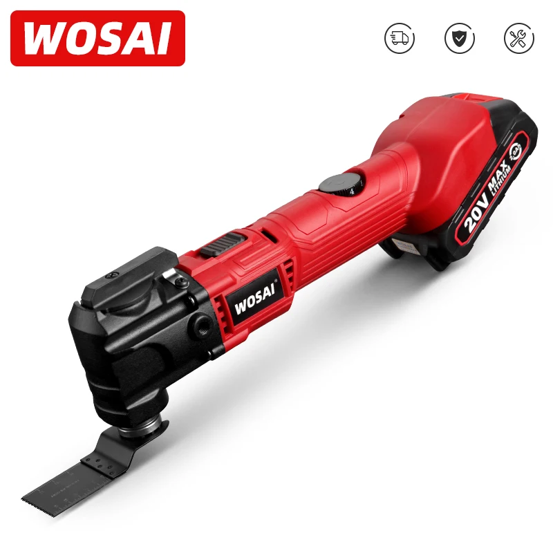 WOSAI 20V Electric Multifunction Oscillating Multi-Tools 6 Variable Speed Cordless Trimmer Saw Renovator Electric Saw Power Tool