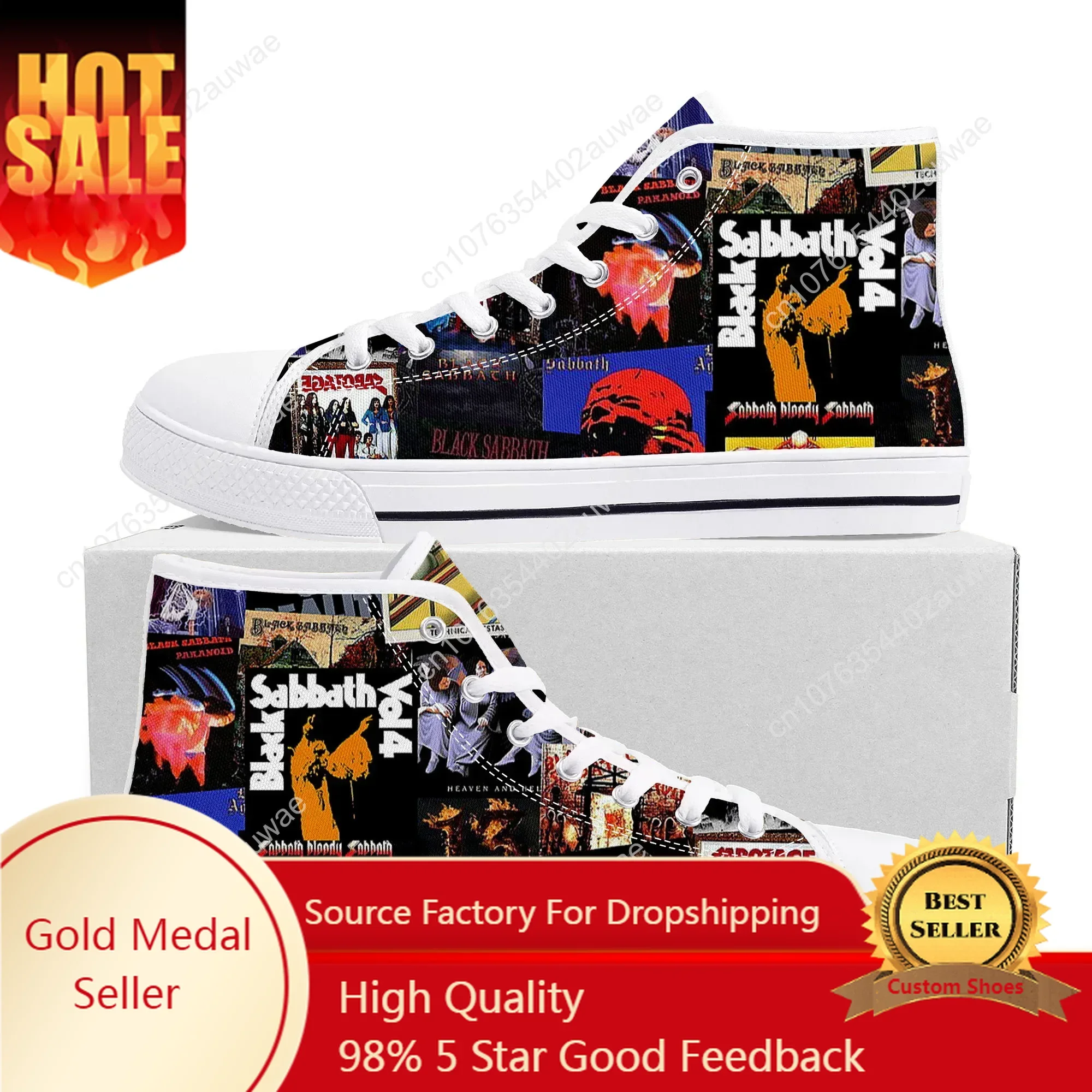 

Black Heavy Metal Band Sabbath High Top High Quality Sneakers Men Women Teenager Canvas Sneaker Casual Couple Shoes Custom Shoes