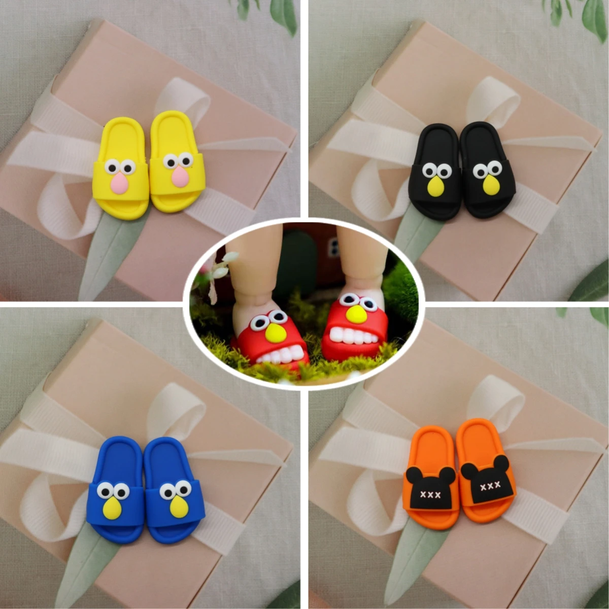 1/6 Bjd Pop Cartoon Schoenen 30Cm Pop Schattige Grote Ogen Slippers (4.2X2Cm)