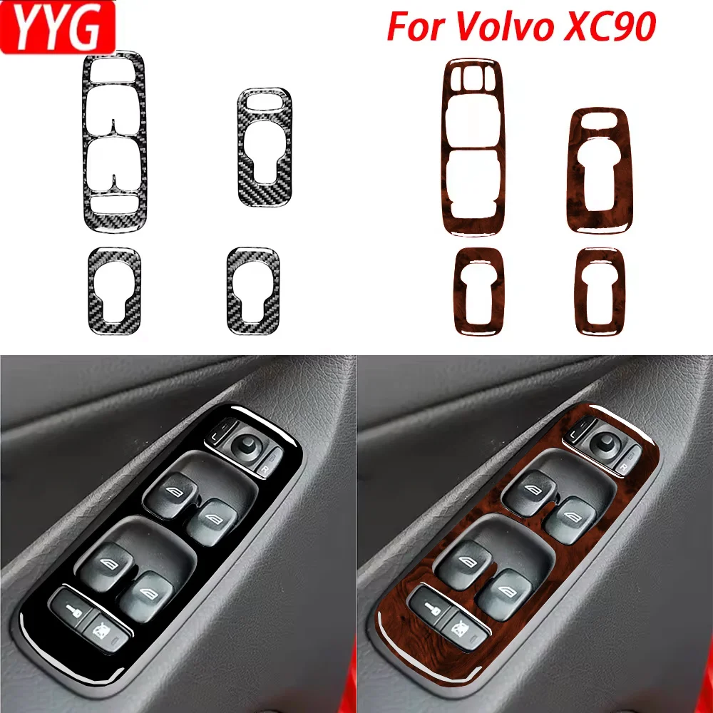 

For Volvo XC90 2003—2014 Car Accessories Carbon Fiber Window Lifting Control Panel Interior Cover Trim Sticker Modification