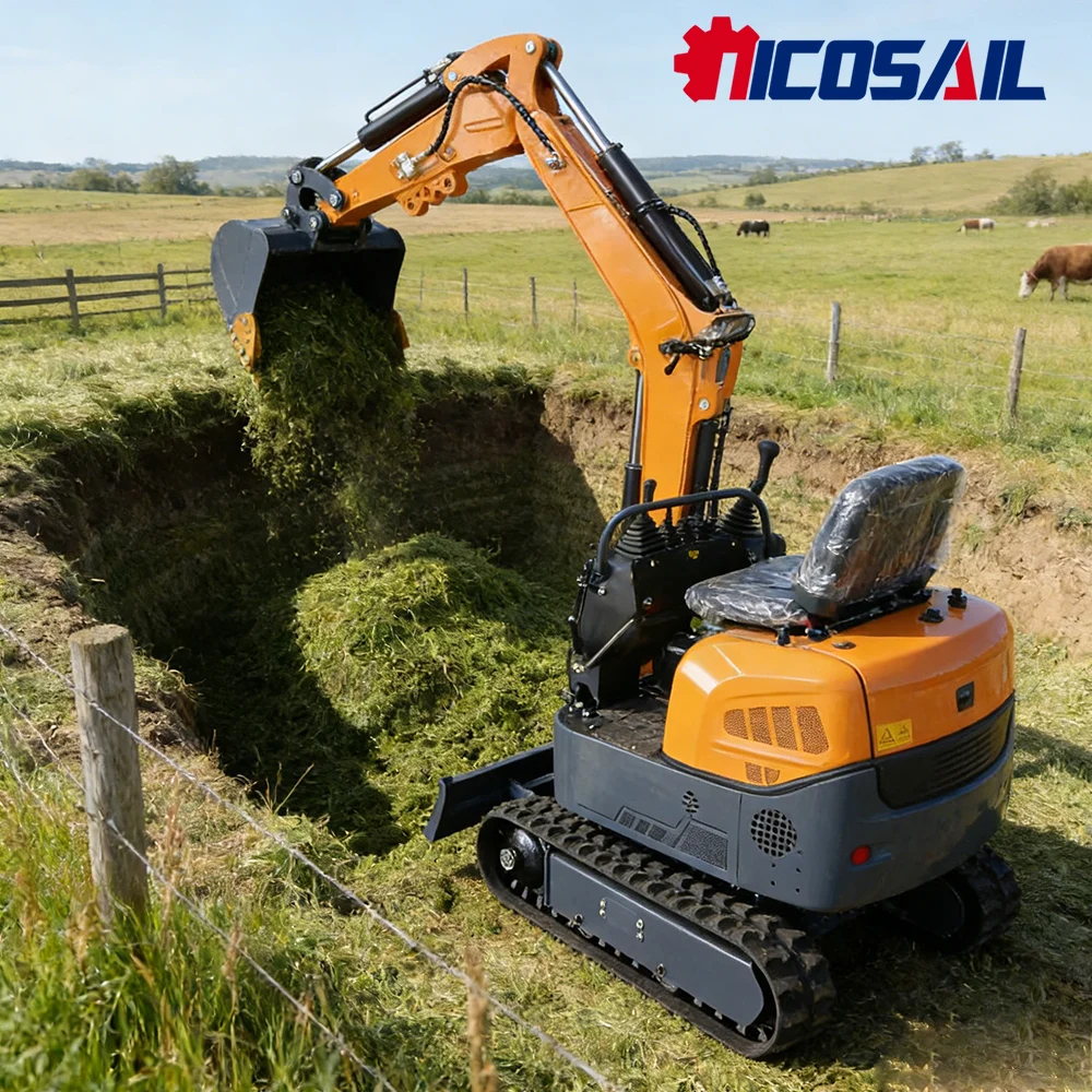 

Nicosail 1.2Ton 8.6KW Mini Excavator Hydraulic for Farm Garden Trench Digging Fence Post Hole Planting Narrow Space Work