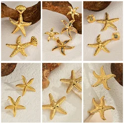 Summer Sea Beach Style Starfish Ear Pendants Gold-plated Stainless Steel Earrings 2024New Fashion Hot Sellers Jewelry Women Gift
