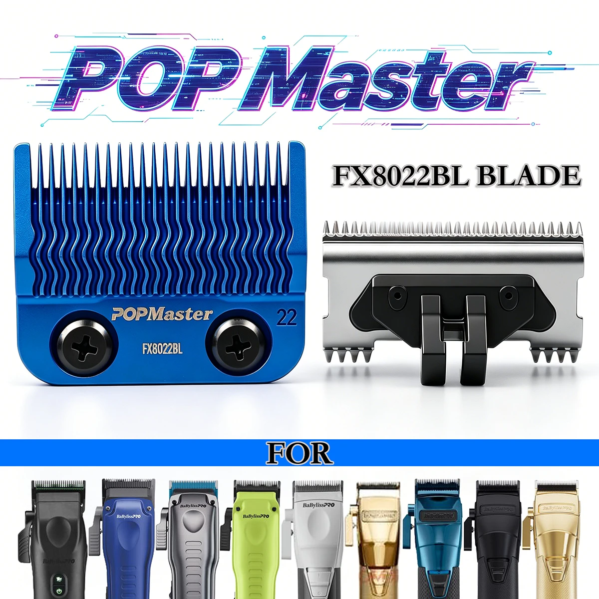 Cuchillas de Repuesto Originales POP Master Professional para Cortadora de Cabello Eléctrica FX8022BL, Cuchilla Fade para FXT45C, FX86, FX82, FX899, FX87