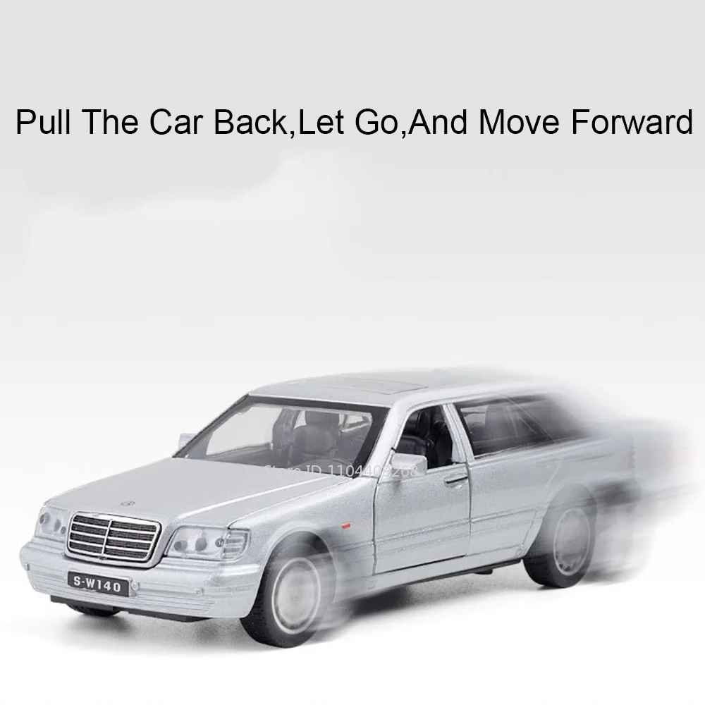 1:32 Scale S-W140 S400L Toy Car Model Diecast Metal High Simulation Models Sound Light Pull Back Vehicles Boys Birthday Gifts