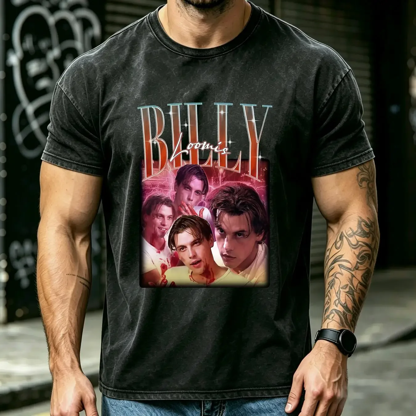 washed T Shirt Limited BILLY LOOMIS Homage Fan Retro Sweater Movies Merch long or short sleeves vintage Washed Stretched