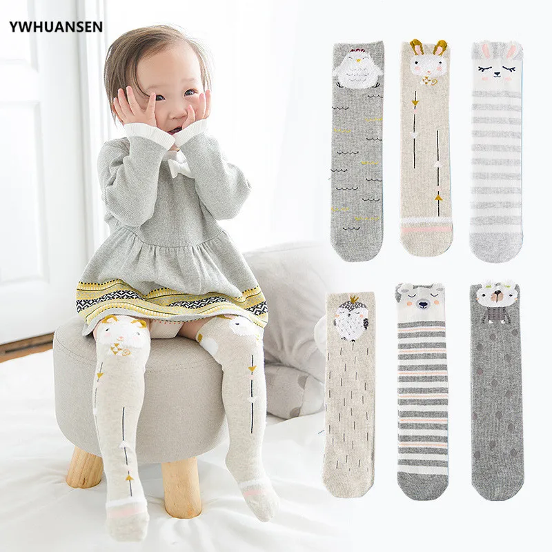 3 Pairs/lot High Socks Baby Girls Cotton Boy's Long Sock Winter Infant Leg Warmers Spring Autumn Winter Cartoon Knee