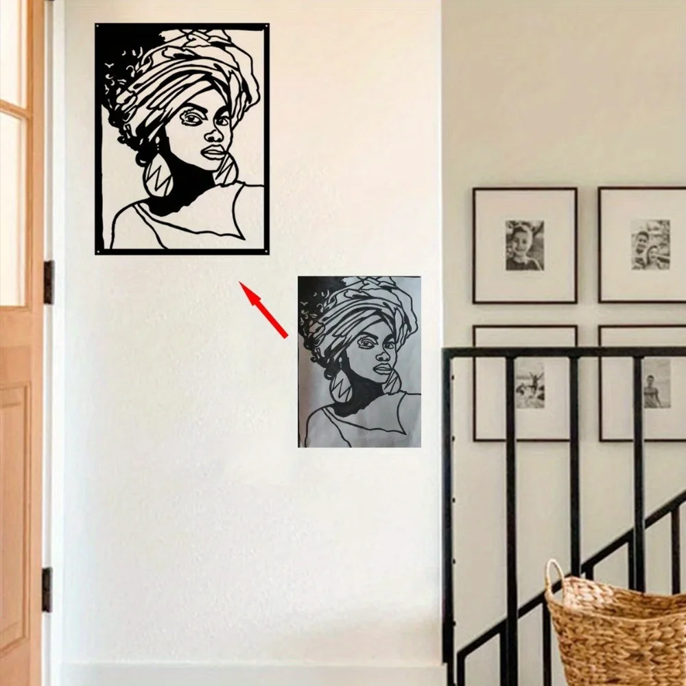 Custom Framed Metal Portrait, Personalized Photo Line Art Wall Decor, Unique Elegant Gift For Friends & Family Home Decoratio