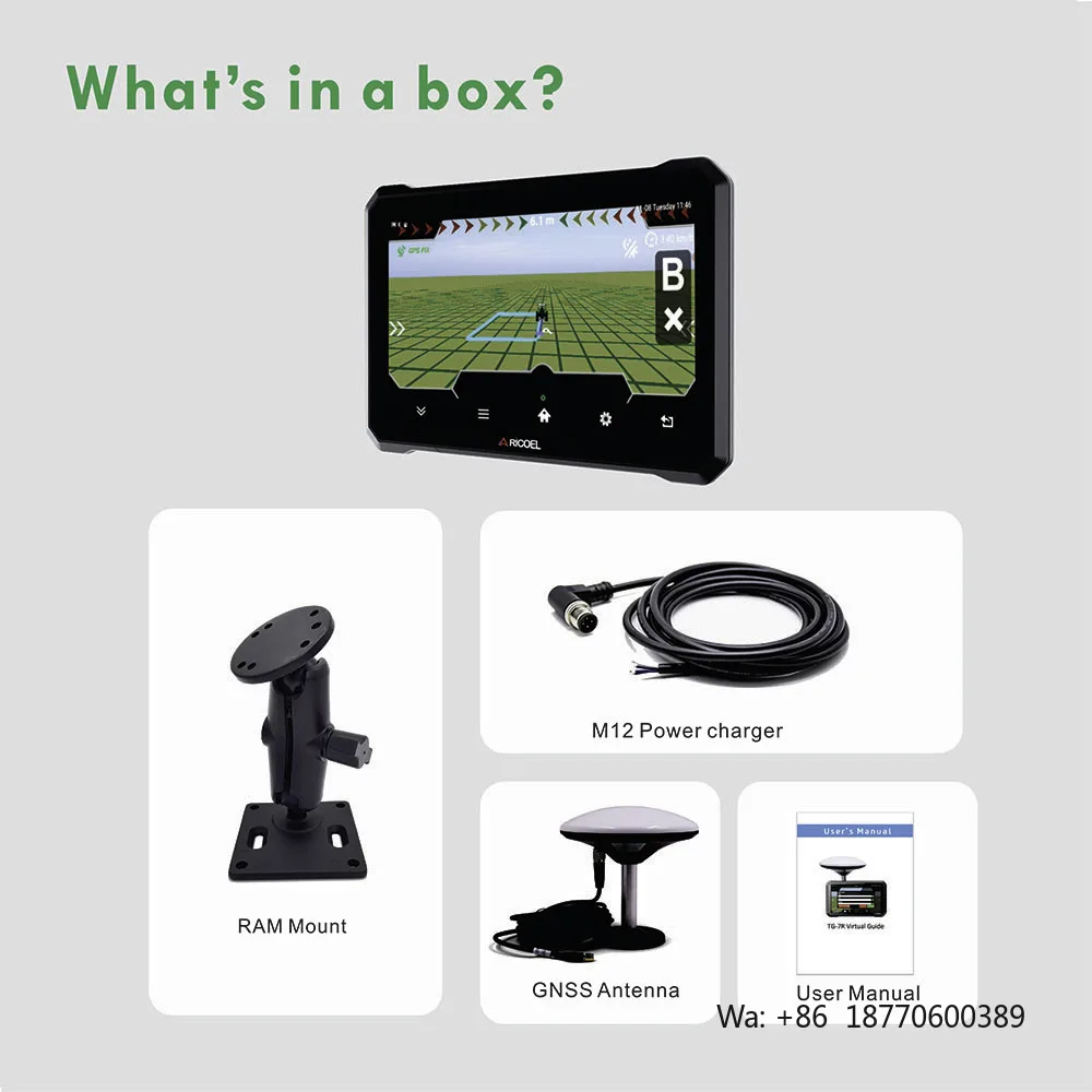 RICOEL 10-Inch IPS Waterproof Rugged P2P GNSS 20cm Accuracy Octa-Core Android OS 12 Tractor GPS Navigation System Worldwide Map