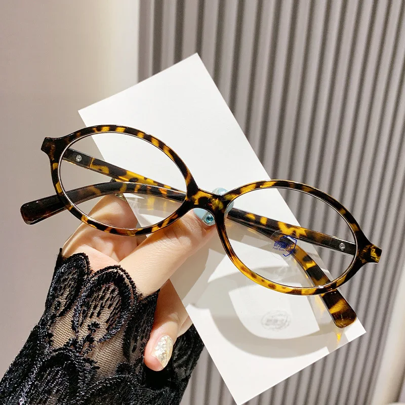 Vintage Oval Sunglasses NEW Women Luxury Brand Designer Small Anti Blue Light Glasses Retro Fashion Leopard Eyegalsses 904519
