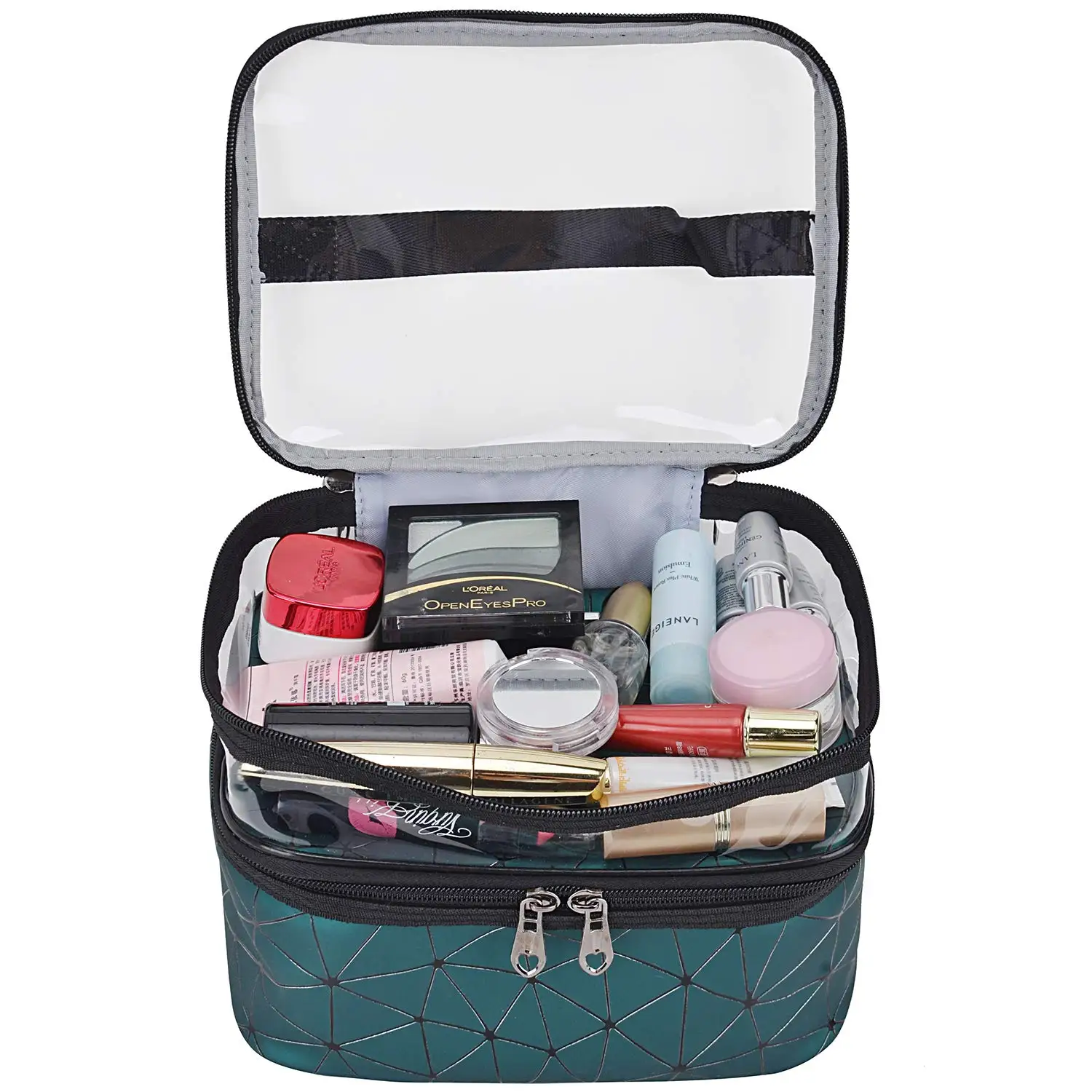 Makeup Bag Double layer Travel Cosmetic Case Make up Organizer Toiletry Bag