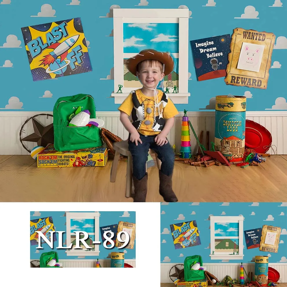 Glücklich Geburtstag Decor Spielzeug Foto Hintergrund Jungen Kinder Geburtstag Geschichte Party Kuchen Dessert Tisch Foto Studio Fotografie Hintergrund