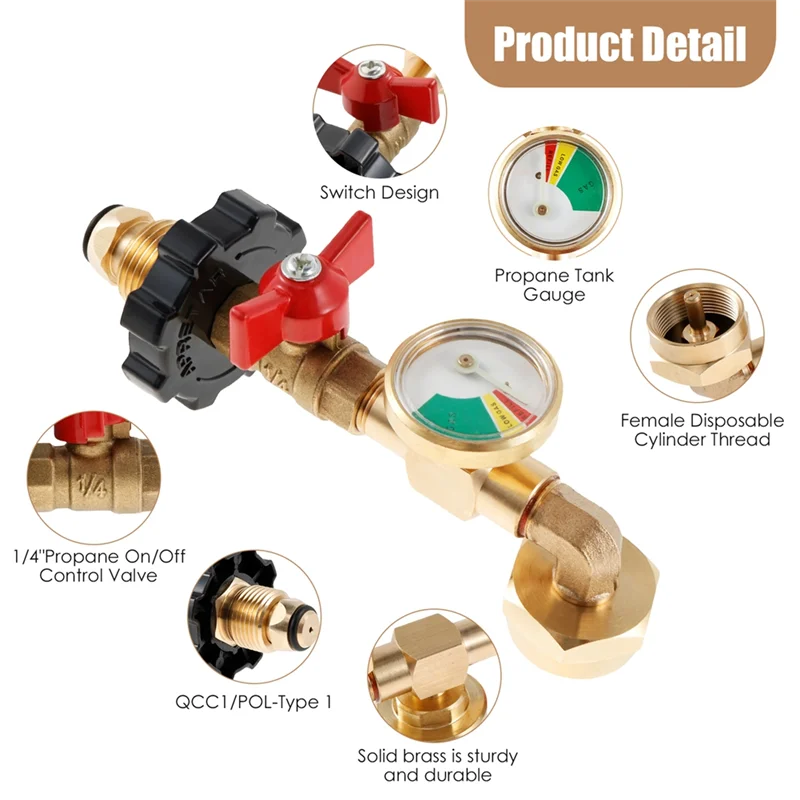 Propangas-Tank-Anschluss, Nachfülladapter, Gas-Manometer, Füllstandsanzeige mit Manometer, explosionsgeschützte Verbindung-A21R