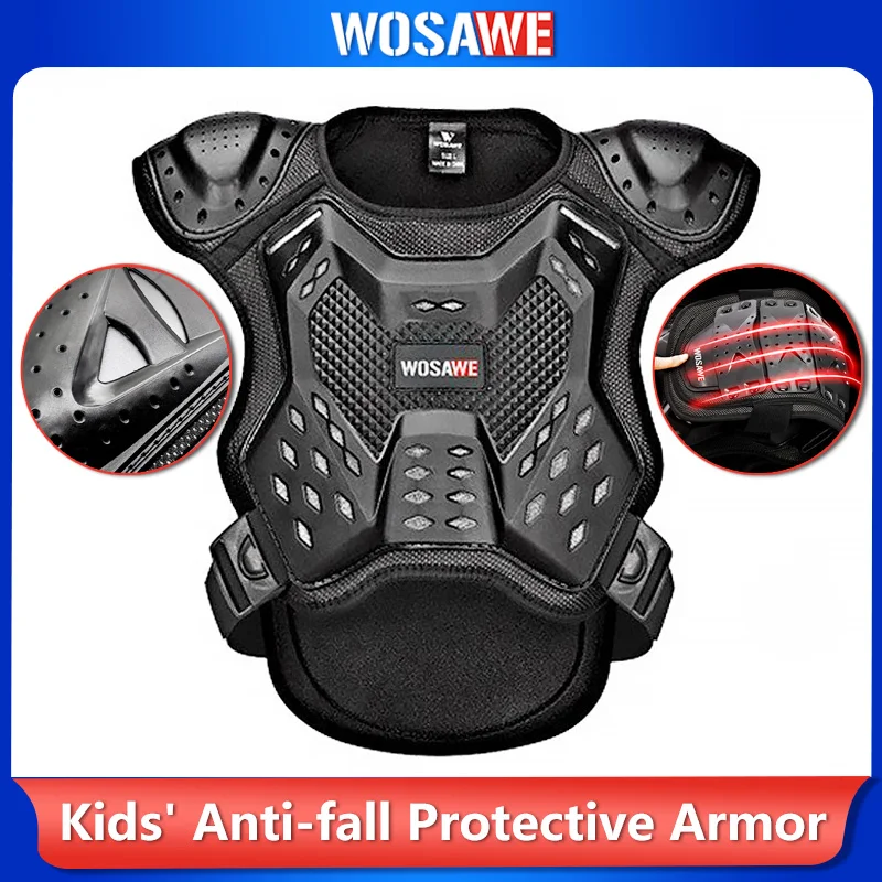 WOSAWE Kids Motorcycle Chest Protector Vest Back Shoulder Armor for Motocross Cycling Skateboarding