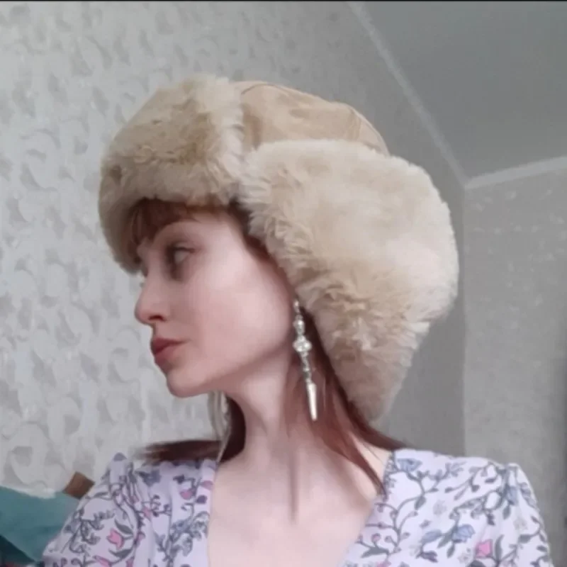 Trared Ushanka-Chapeau de pilote russe pour hommes et femmes, mode extérieure, bombardier chaud, étiquette, hiver